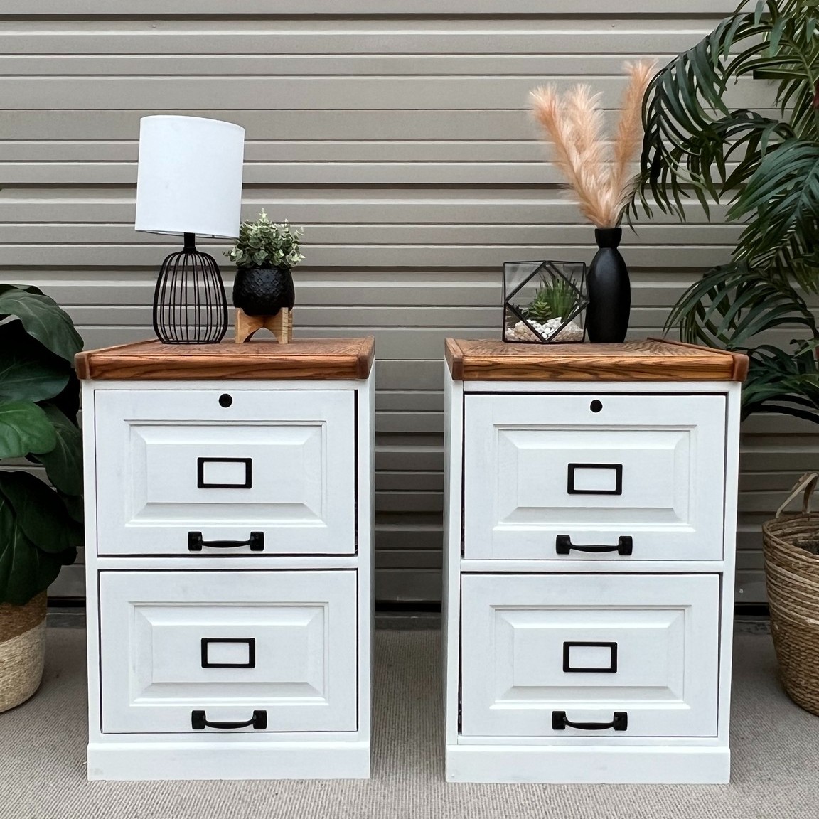 Matching white outlet nightstands